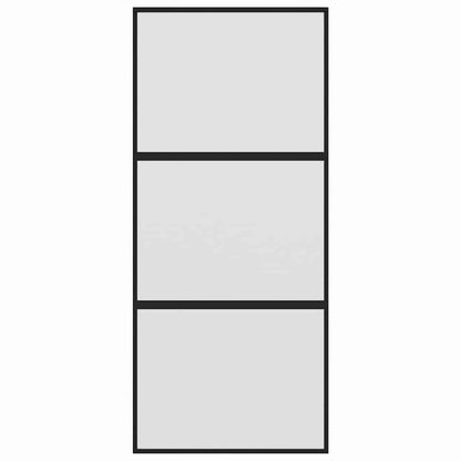 vidaXL Sliding Door Black 90x205 cm Tempered Glass and Aluminium