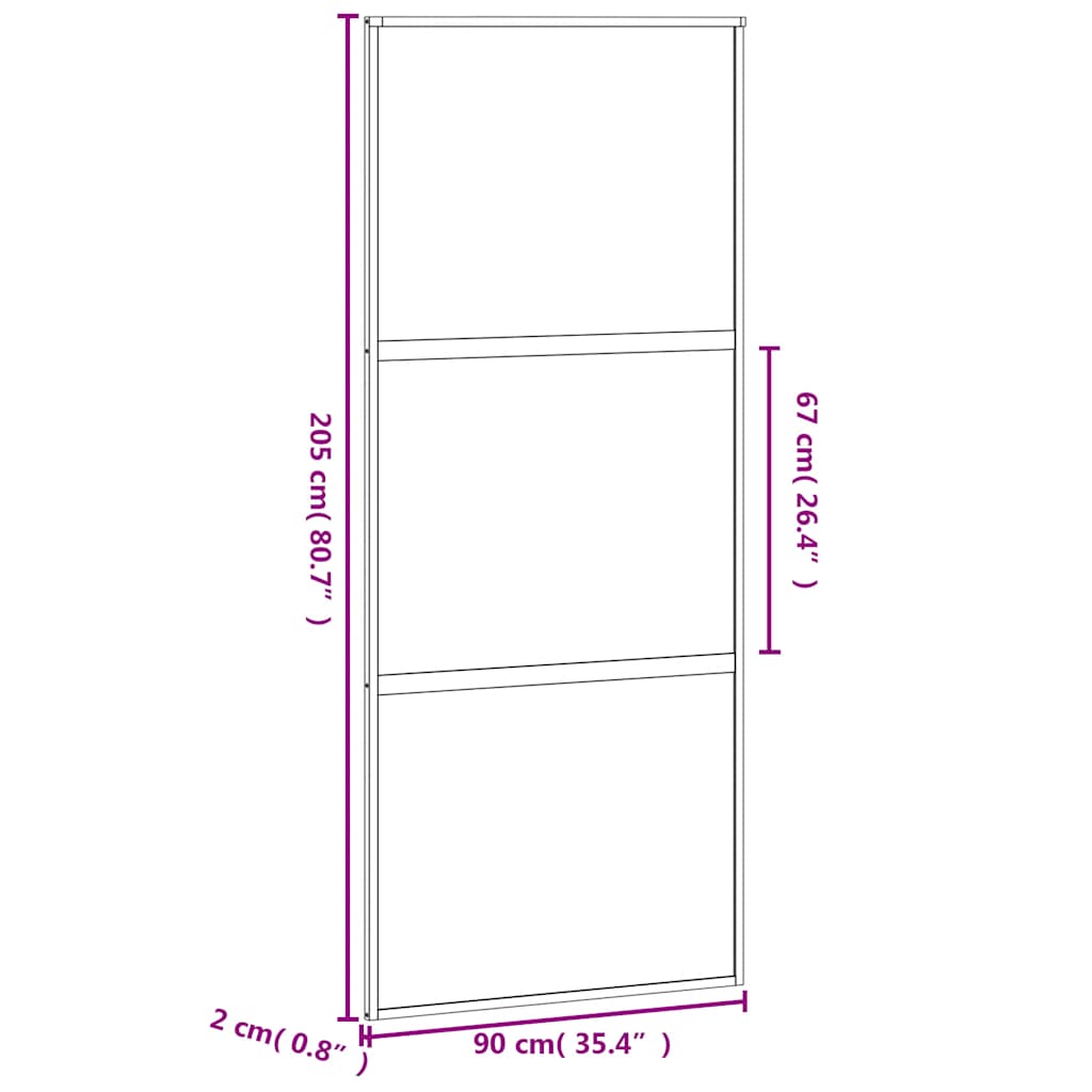 vidaXL Sliding Door Black 90x205 cm Tempered Glass and Aluminium