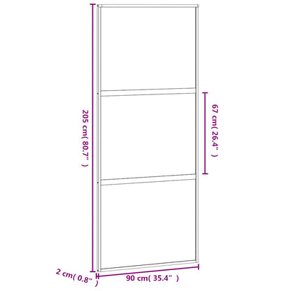 vidaXL Sliding Door Black 90x205 cm Tempered Glass and Aluminium
