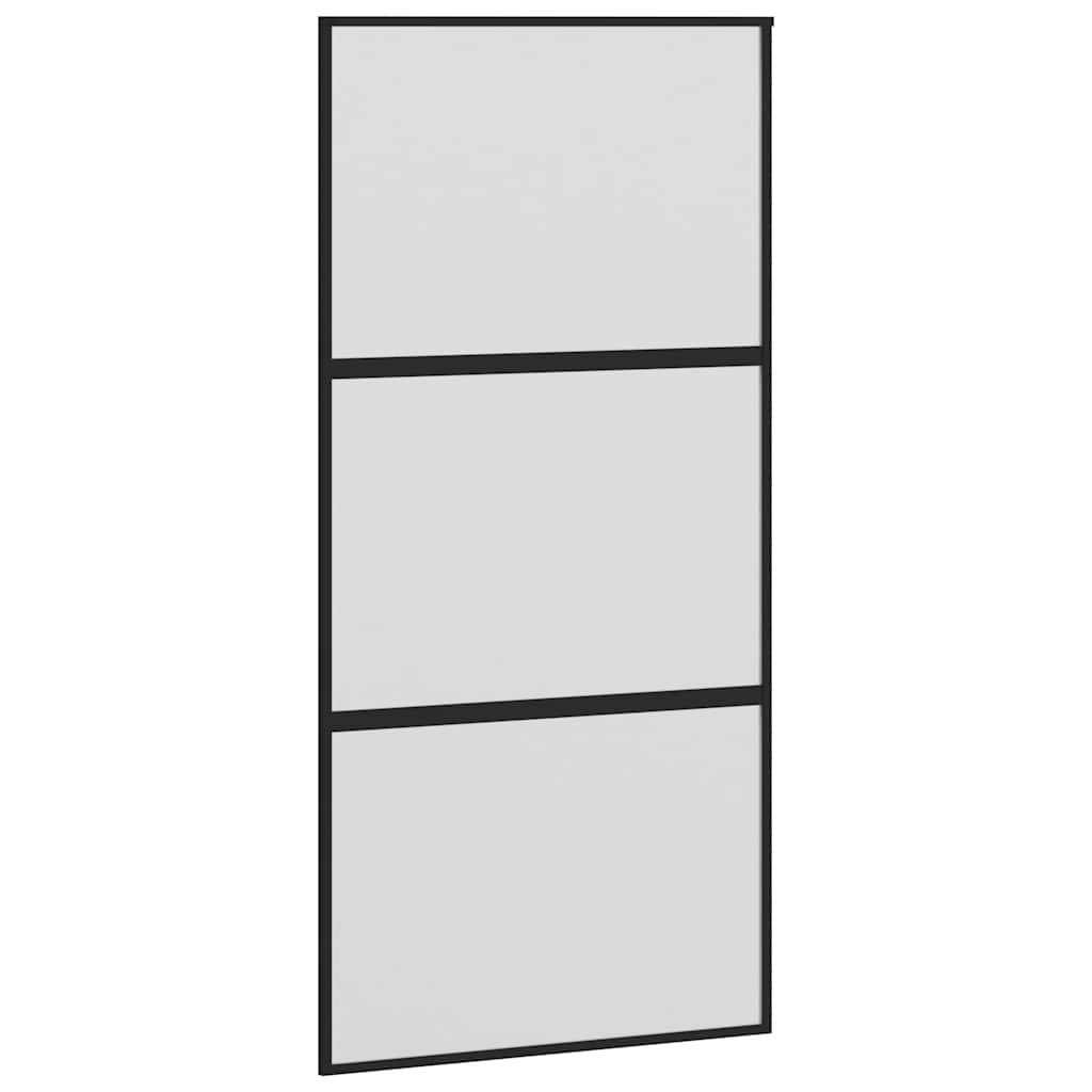 vidaXL Sliding Door Black 102,5x205 cm Tempered Glass and Aluminium