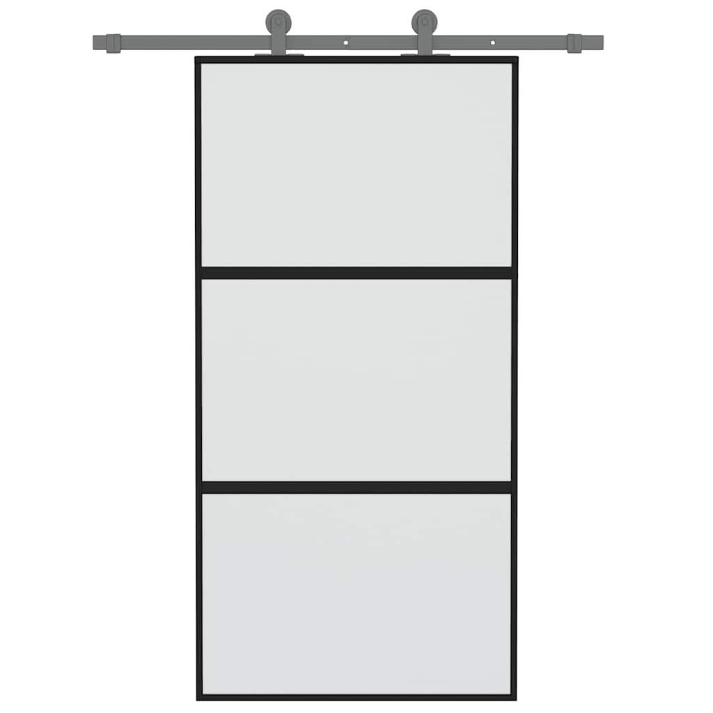 vidaXL Sliding Door Black 102,5x205 cm Tempered Glass and Aluminium