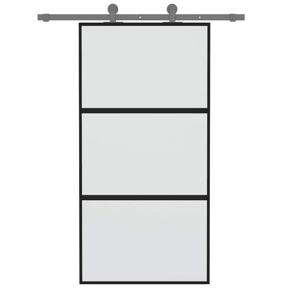 vidaXL Sliding Door Black 102,5x205 cm Tempered Glass and Aluminium