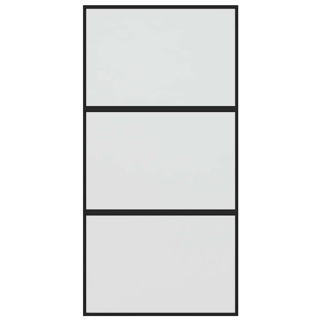 vidaXL Sliding Door Black 102,5x205 cm Tempered Glass and Aluminium