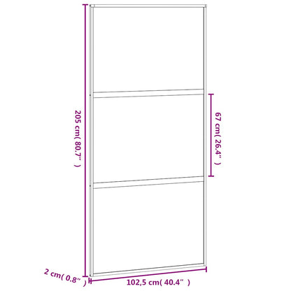 vidaXL Sliding Door Black 102,5x205 cm Tempered Glass and Aluminium