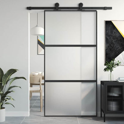vidaXL Sliding Door Black 102,5x205 cm Tempered Glass and Aluminium