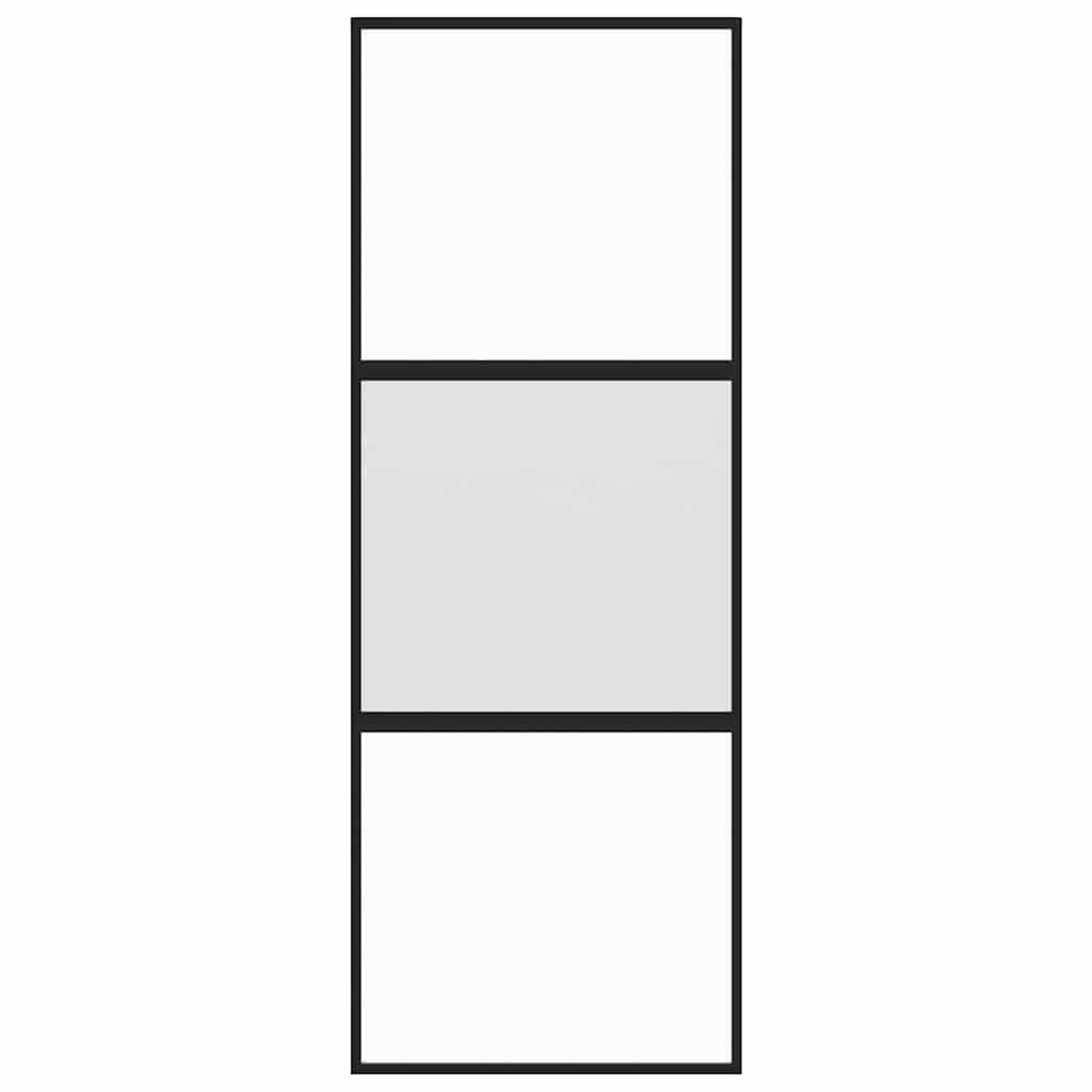 vidaXL Sliding Door Black 76x205 cm Tempered Glass and Aluminium