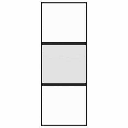 vidaXL Sliding Door Black 76x205 cm Tempered Glass and Aluminium
