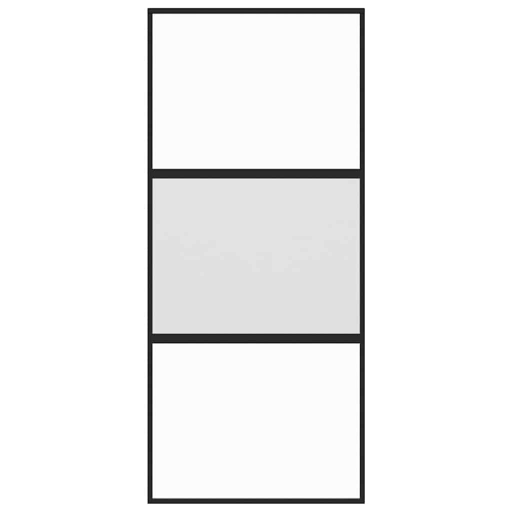 vidaXL Sliding Door Black 90x205 cm Tempered Glass and Aluminium