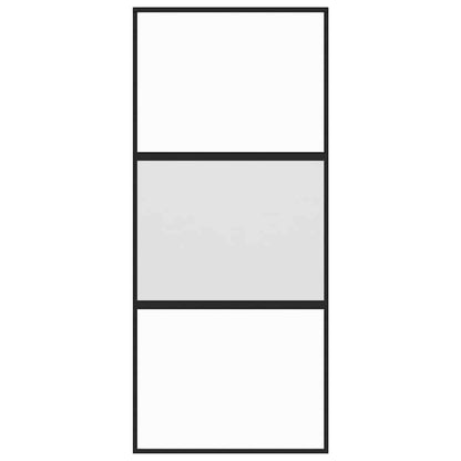 vidaXL Sliding Door Black 90x205 cm Tempered Glass and Aluminium