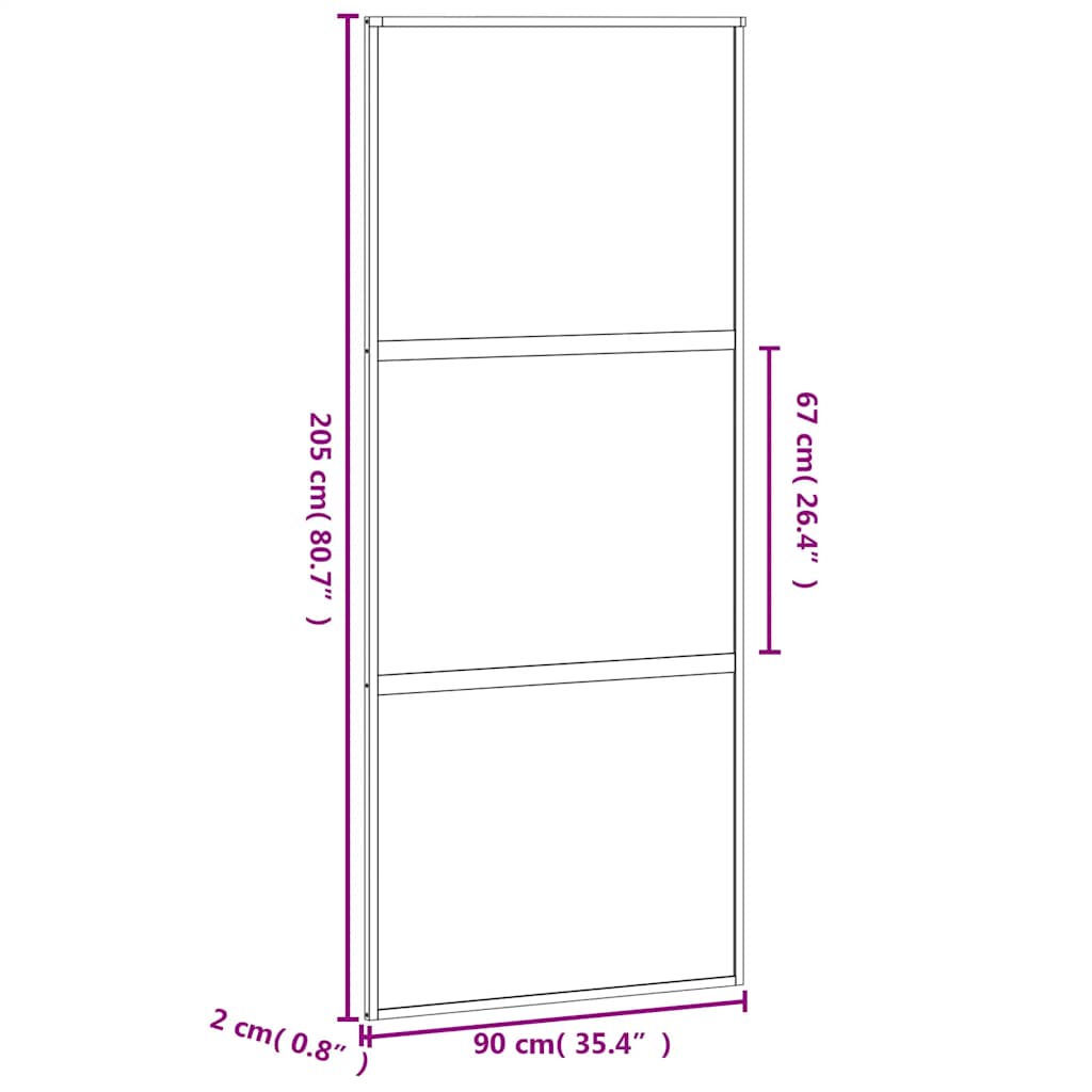 vidaXL Sliding Door Black 90x205 cm Tempered Glass and Aluminium