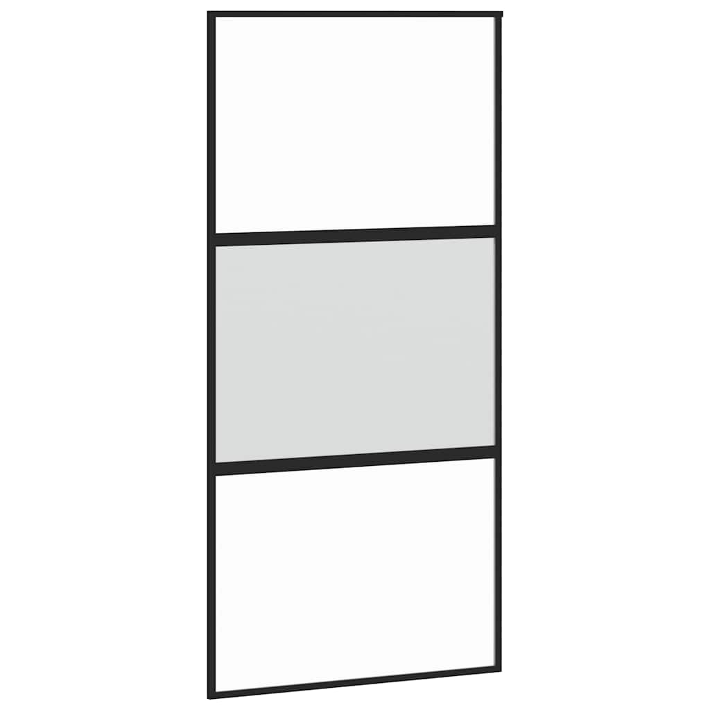 vidaXL Sliding Door Black 102,5x205 cm Tempered Glass and Aluminium