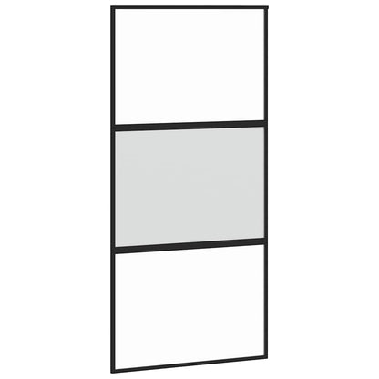 vidaXL Sliding Door Black 102,5x205 cm Tempered Glass and Aluminium