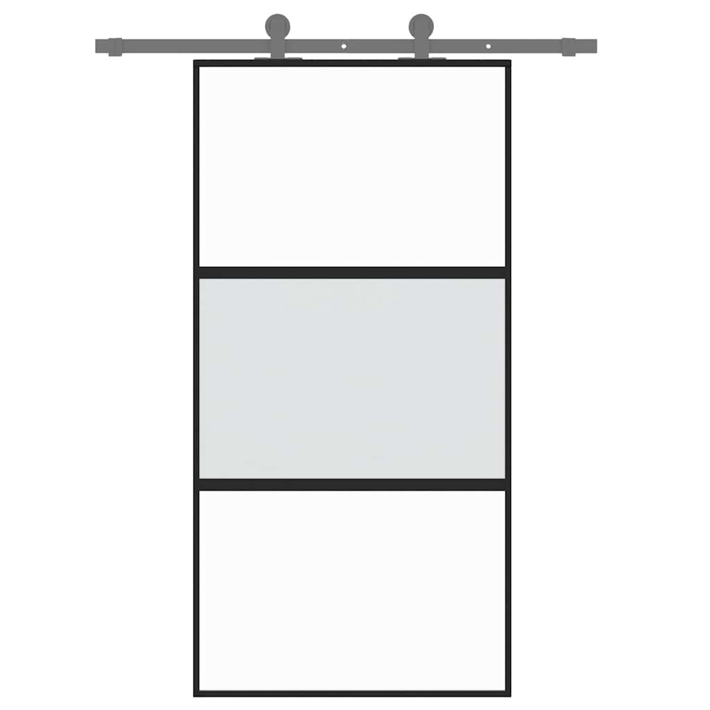 vidaXL Sliding Door Black 102,5x205 cm Tempered Glass and Aluminium
