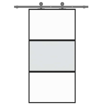 vidaXL Sliding Door Black 102,5x205 cm Tempered Glass and Aluminium