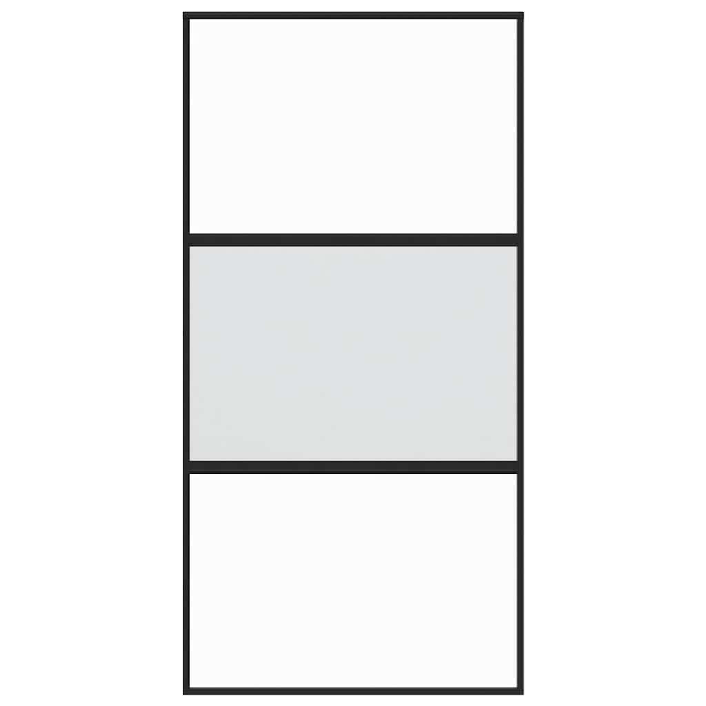 vidaXL Sliding Door Black 102,5x205 cm Tempered Glass and Aluminium