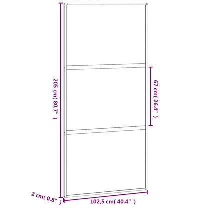 vidaXL Sliding Door Black 102,5x205 cm Tempered Glass and Aluminium