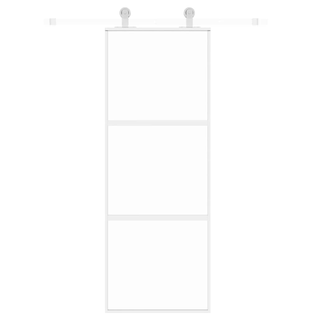 vidaXL Sliding Door White 76x205 cm Tempered Glass and Aluminium