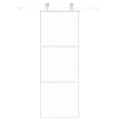 vidaXL Sliding Door White 76x205 cm Tempered Glass and Aluminium