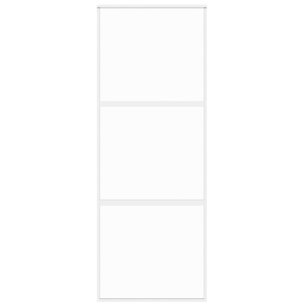 vidaXL Sliding Door White 76x205 cm Tempered Glass and Aluminium