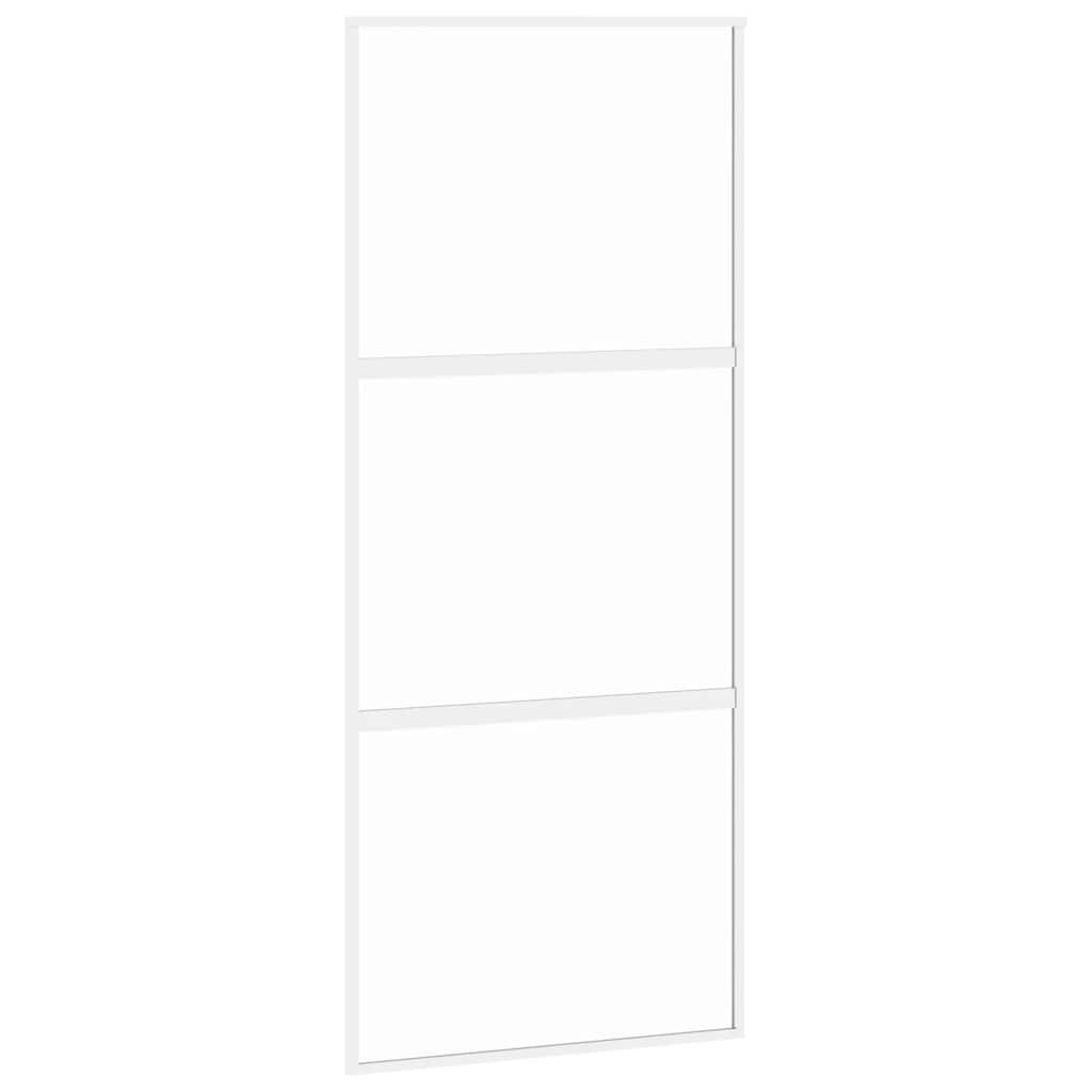 vidaXL Sliding Door White 90x205 cm Tempered Glass and Aluminium