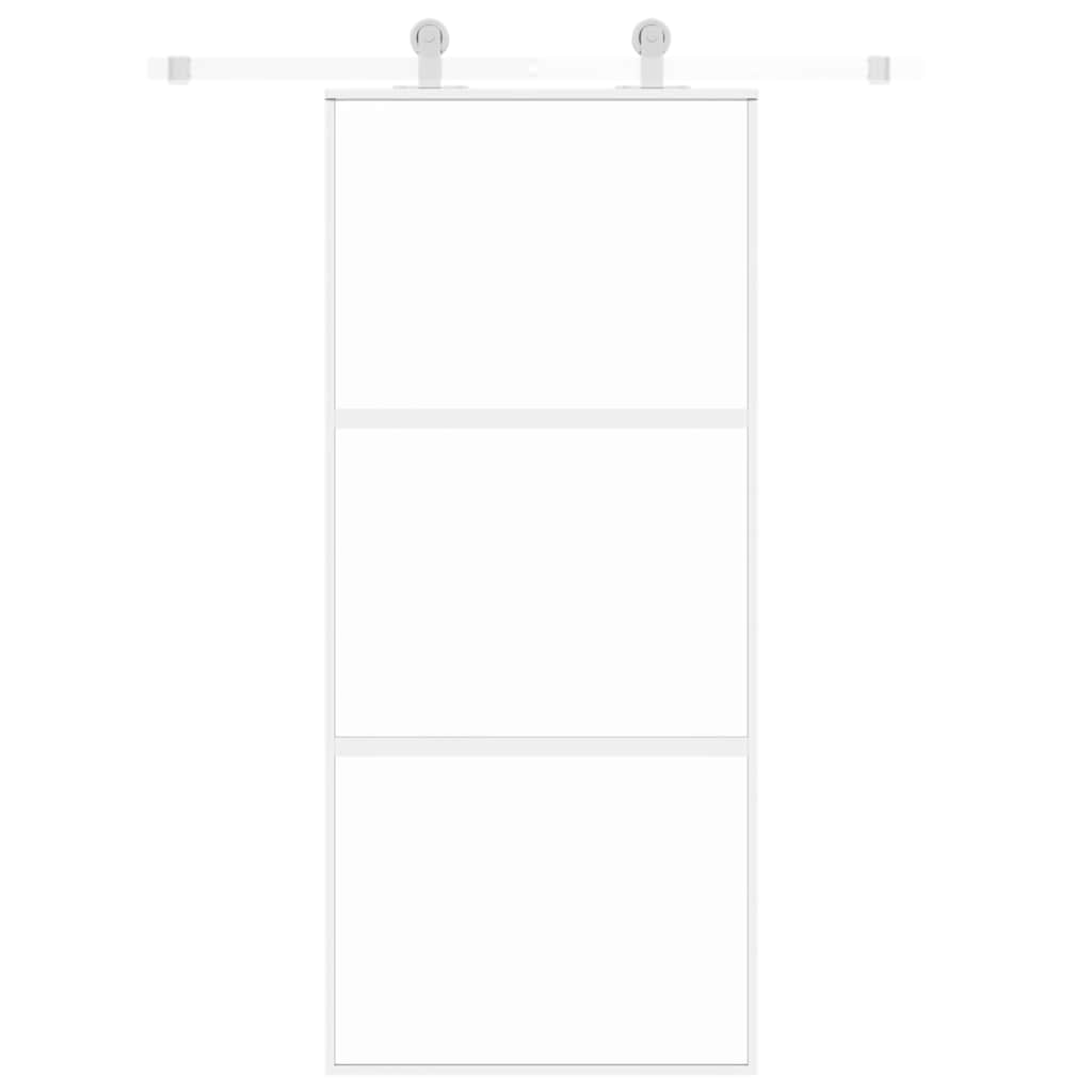 vidaXL Sliding Door White 90x205 cm Tempered Glass and Aluminium
