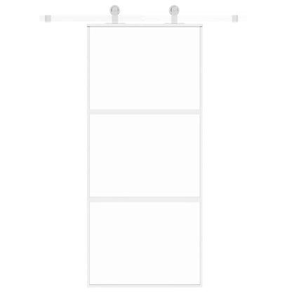 vidaXL Sliding Door White 90x205 cm Tempered Glass and Aluminium