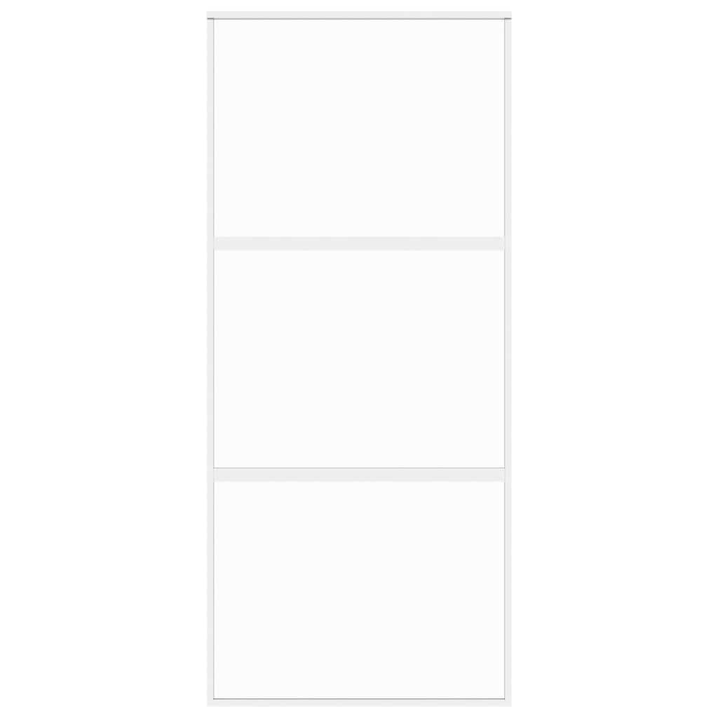 vidaXL Sliding Door White 90x205 cm Tempered Glass and Aluminium