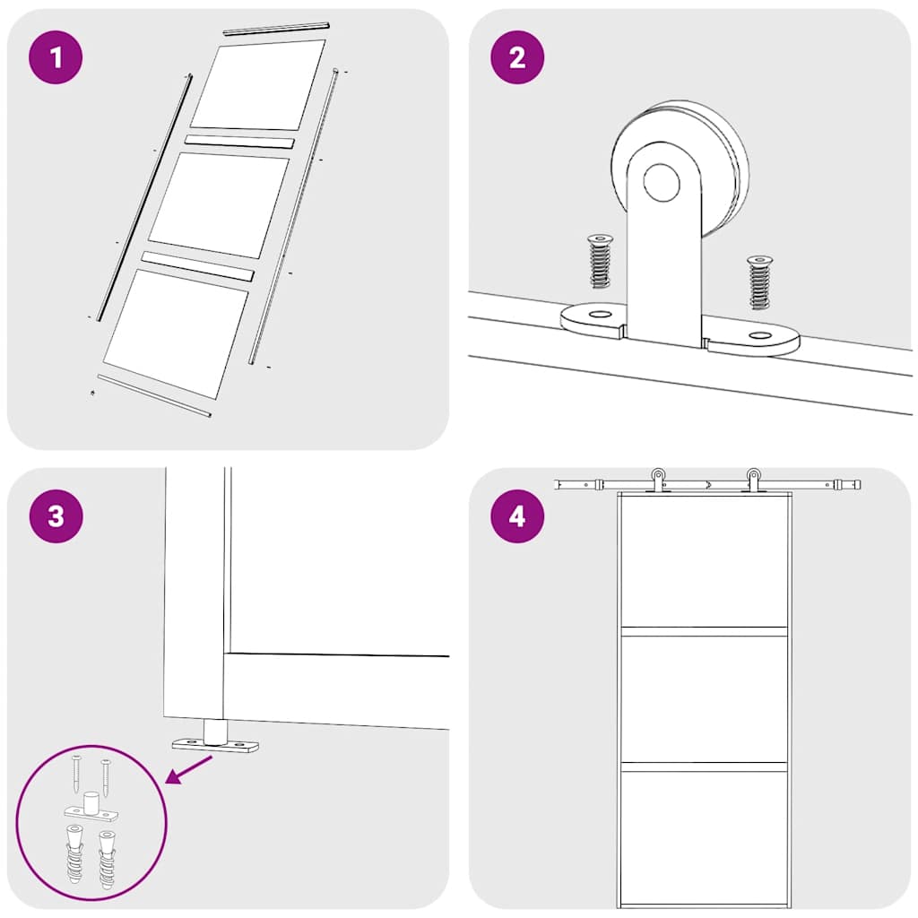 vidaXL Sliding Door White 90x205 cm Tempered Glass and Aluminium