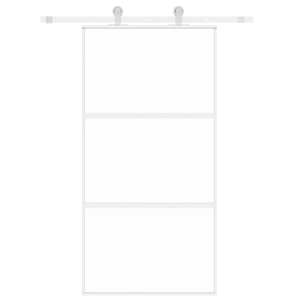 vidaXL Sliding Door White 102.5x205 cm Tempered Glass and Aluminium