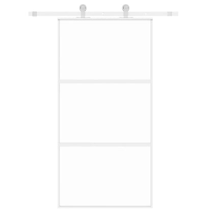 vidaXL Sliding Door White 102.5x205 cm Tempered Glass and Aluminium