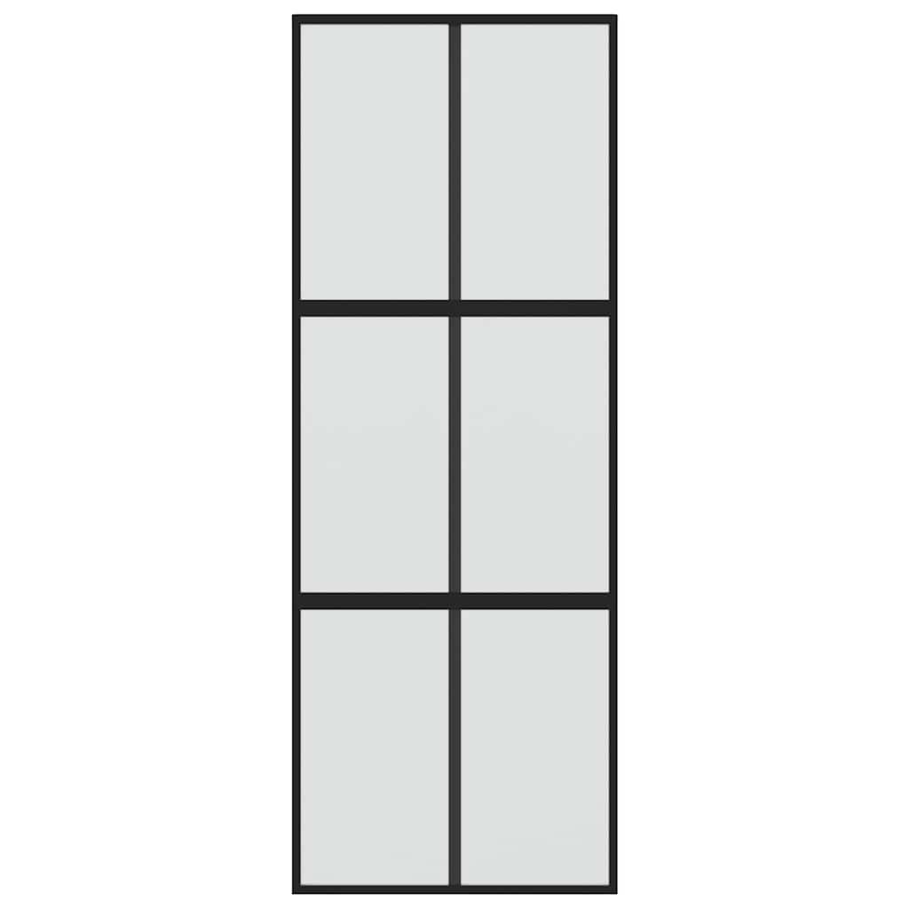 vidaXL Sliding Door Black 90x205 cm Tempered Glass and Aluminium