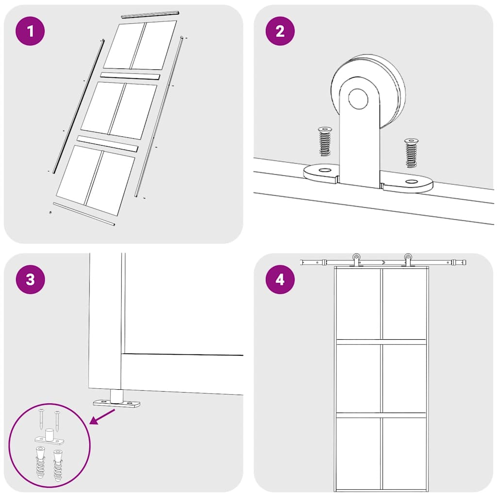 vidaXL Sliding Door Black 90x205 cm Tempered Glass and Aluminium