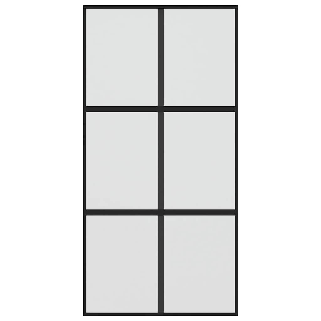 vidaXL Sliding Door Black 102.5x205 cm Tempered Glass and Aluminium