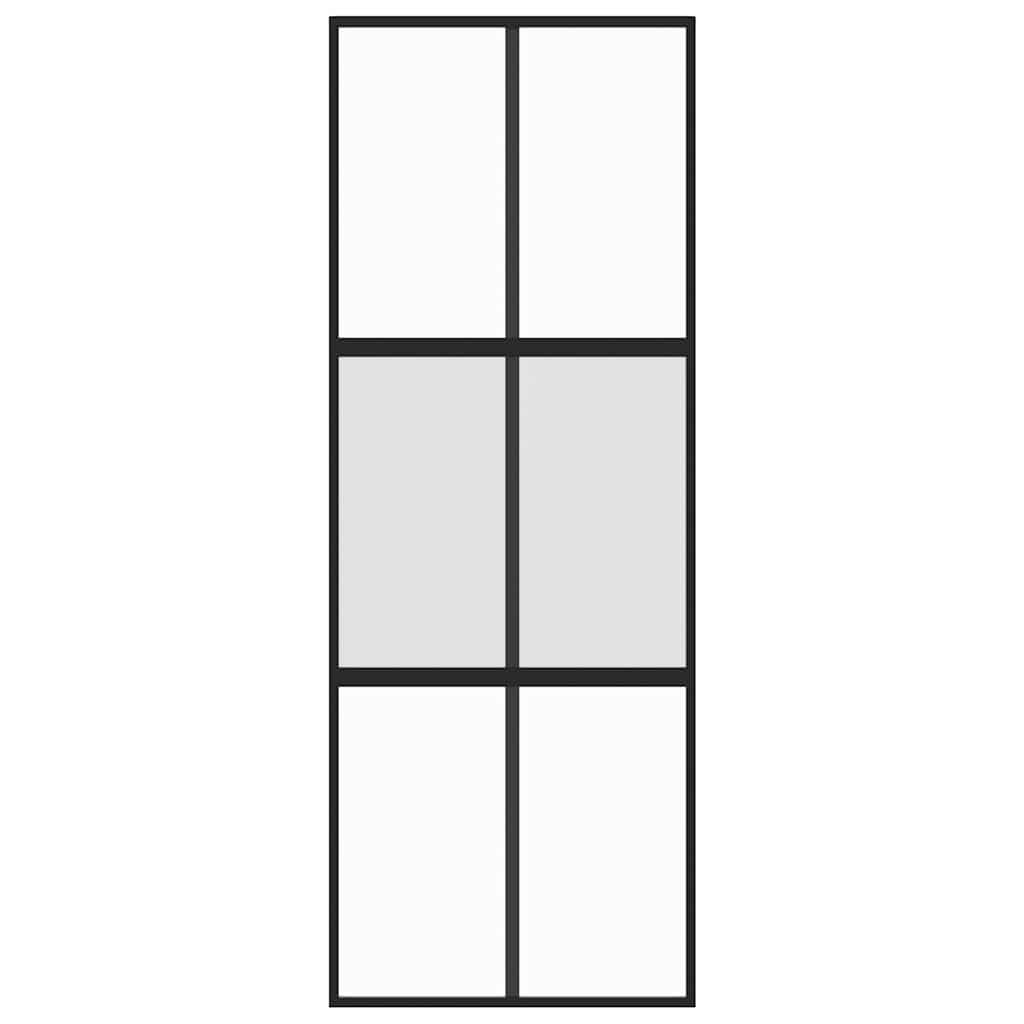 vidaXL Sliding Door Black 76x205 cm Tempered Glass and Aluminium