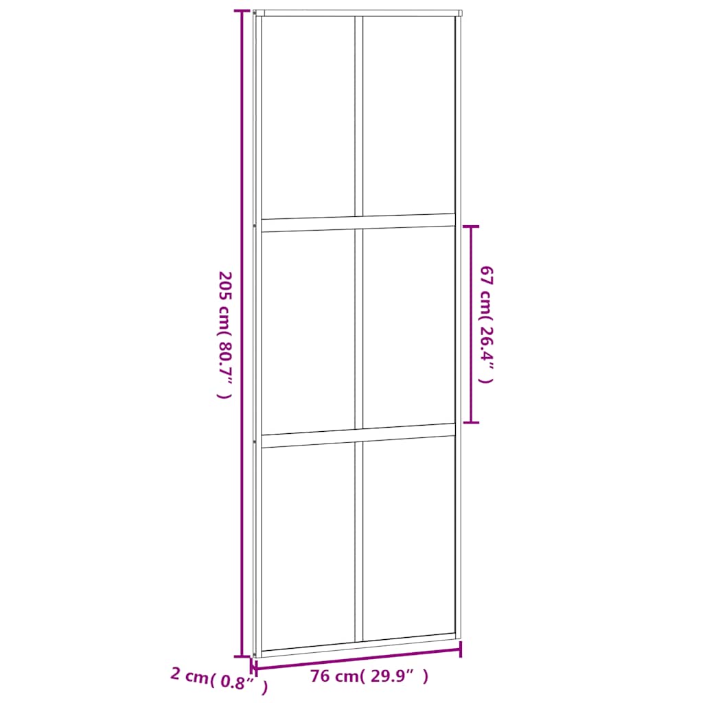 vidaXL Sliding Door Black 76x205 cm Tempered Glass and Aluminium
