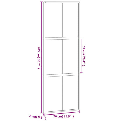 vidaXL Sliding Door Black 76x205 cm Tempered Glass and Aluminium