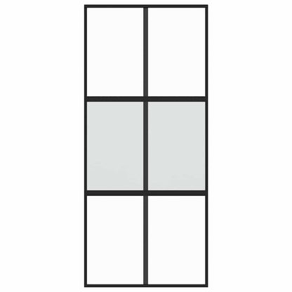 vidaXL Sliding Door Black 90x205 cm Tempered Glass and Aluminium
