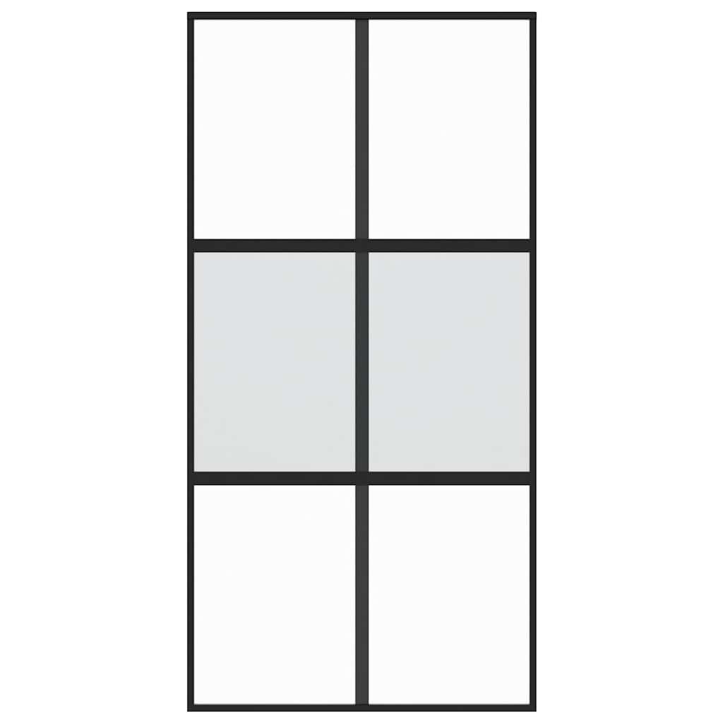 vidaXL Sliding Door Black 102.5x205 cm Tempered Glass and Aluminium