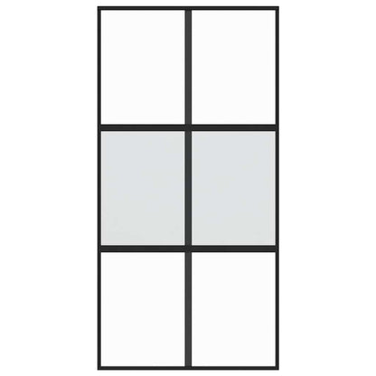 vidaXL Sliding Door Black 102.5x205 cm Tempered Glass and Aluminium