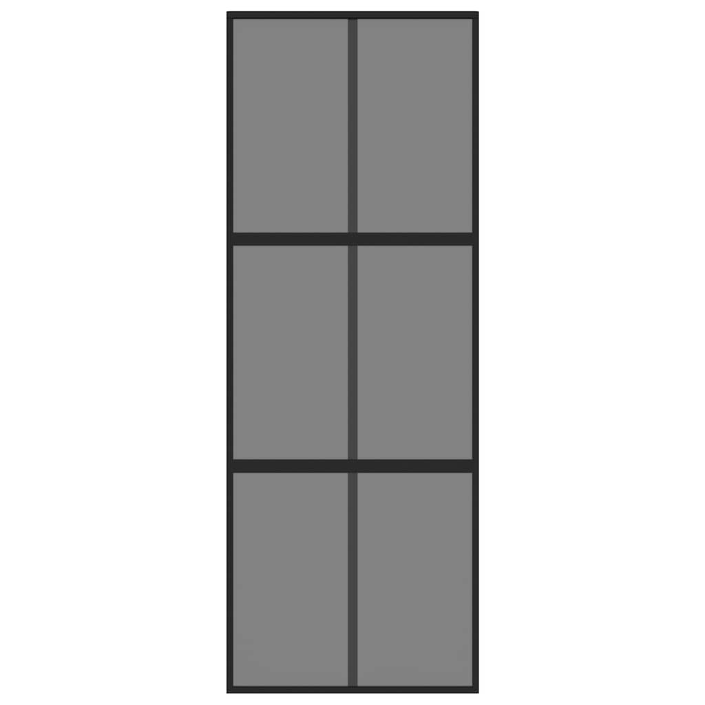 vidaXL Sliding Door Black 76x205 cm Tempered Glass and Aluminium