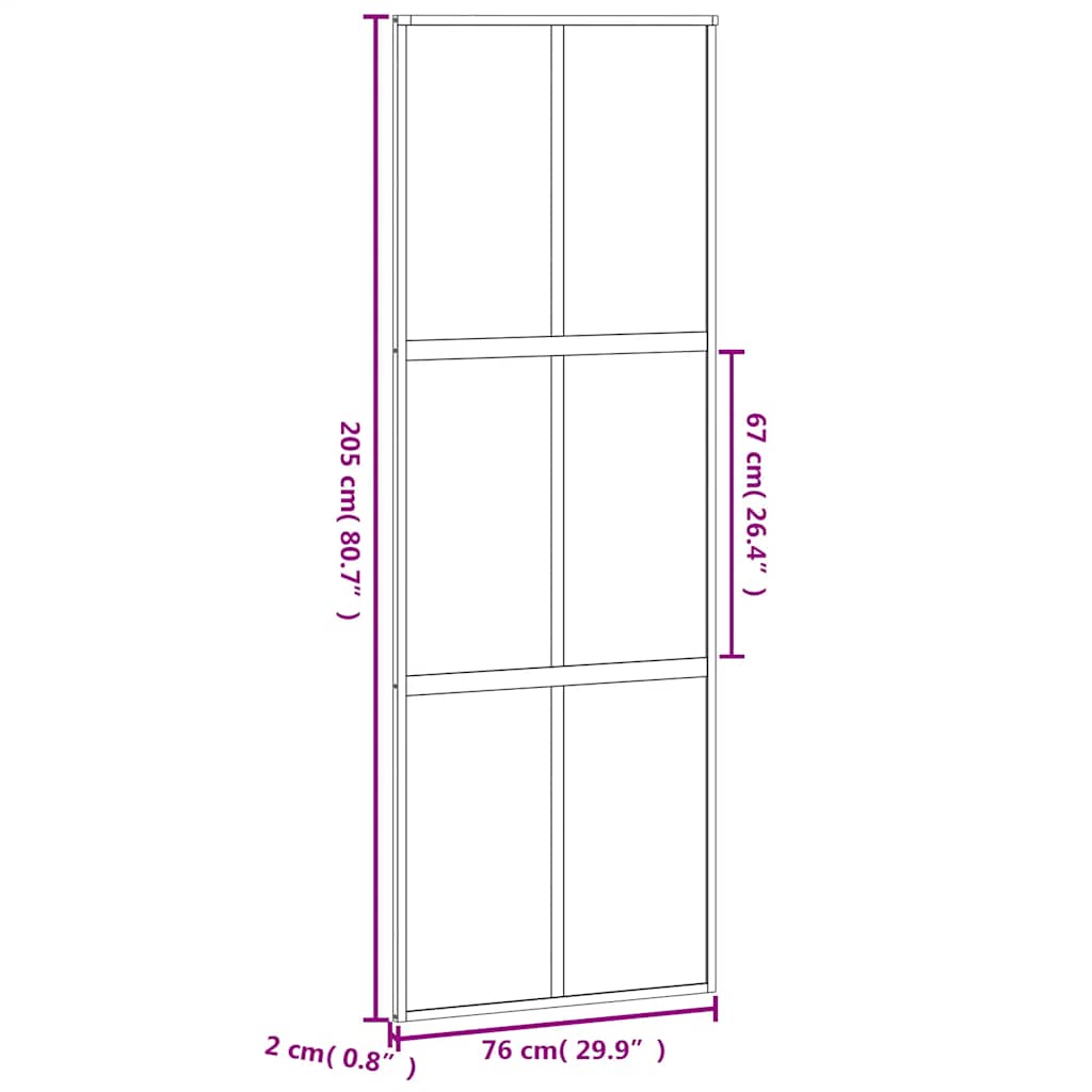 vidaXL Sliding Door Black 76x205 cm Tempered Glass and Aluminium