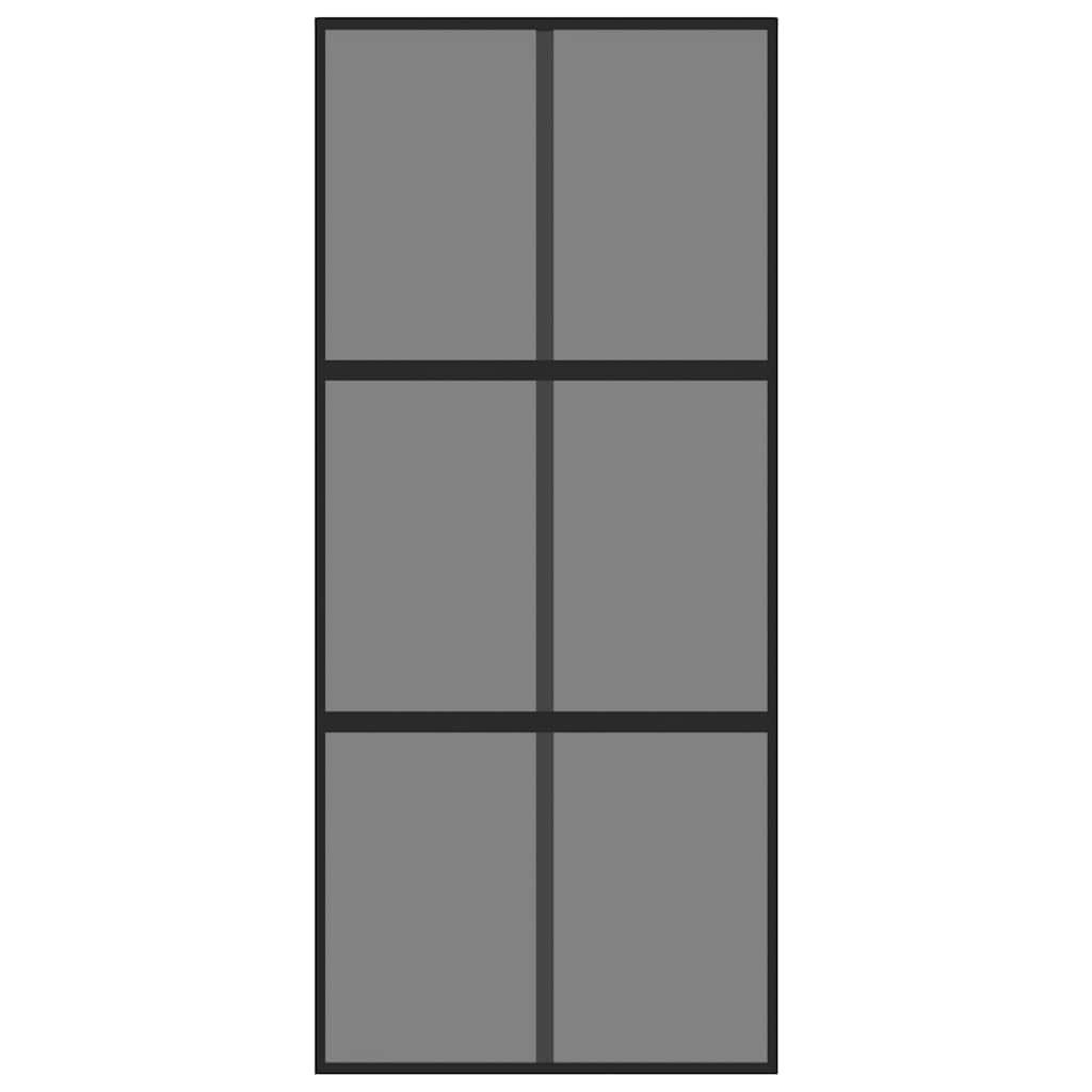 vidaXL Sliding Door Black 90x205 cm Tempered Glass and Aluminium