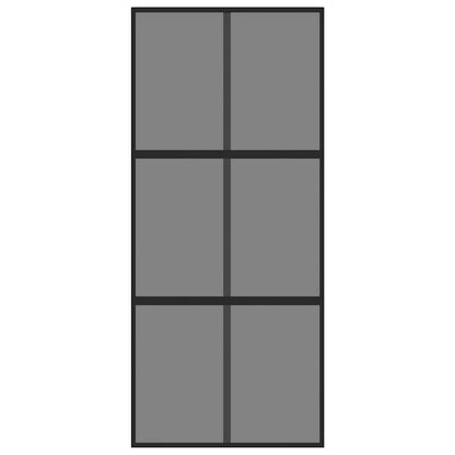 vidaXL Sliding Door Black 90x205 cm Tempered Glass and Aluminium