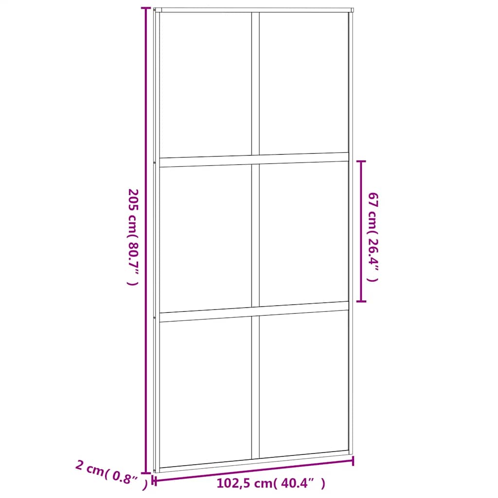 vidaXL Sliding Door Black 102.5x205 cm Tempered Glass and Aluminium
