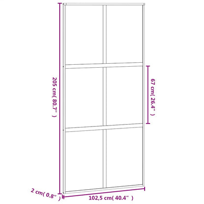 vidaXL Sliding Door Black 102.5x205 cm Tempered Glass and Aluminium