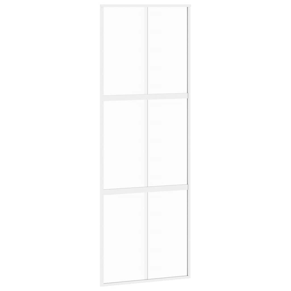 vidaXL Sliding Door White 76x205 cm Tempered Glass and Aluminium