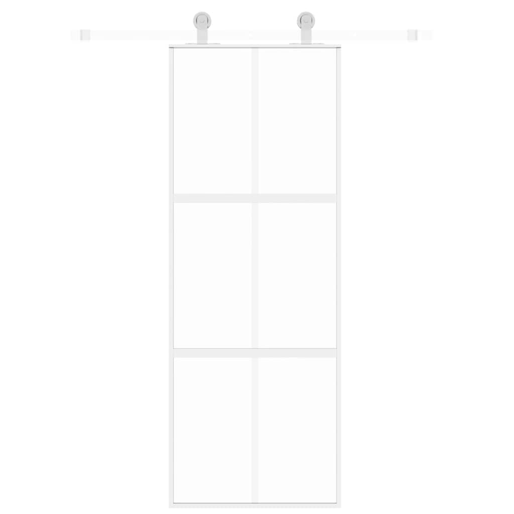 vidaXL Sliding Door White 76x205 cm Tempered Glass and Aluminium