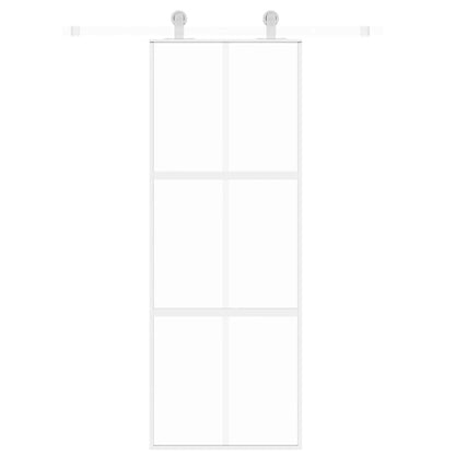 vidaXL Sliding Door White 76x205 cm Tempered Glass and Aluminium