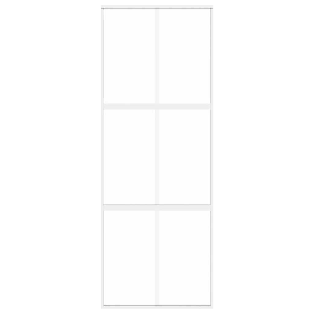 vidaXL Sliding Door White 76x205 cm Tempered Glass and Aluminium