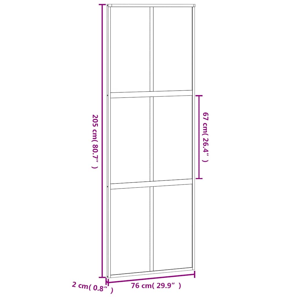 vidaXL Sliding Door White 76x205 cm Tempered Glass and Aluminium